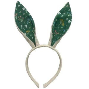 Spritz Floral Bunny Ears Headband - Natural/Green (1 Piece) Canvas Cottage Core